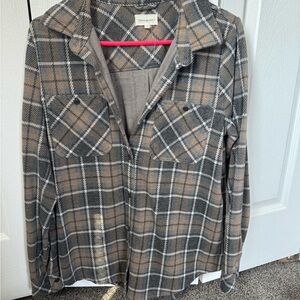 Thread & Supply Charcoal and Tan Plaid Shirt